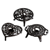 Maxbell Rustic Cast Iron Teapot Warmer Stable Graceful Hollow Out for Balcony Patio Round