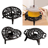 Maxbell Rustic Cast Iron Teapot Warmer Stable Graceful Hollow Out for Balcony Patio Round