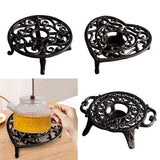 Maxbell Rustic Cast Iron Teapot Warmer Stable Graceful Hollow Out for Balcony Patio Round
