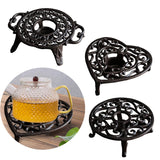 Maxbell Rustic Cast Iron Teapot Warmer Stable Graceful Hollow Out for Balcony Patio Round
