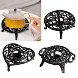 Maxbell Rustic Cast Iron Teapot Warmer Stable Graceful Hollow Out for Balcony Patio Round