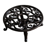 Maxbell Rustic Cast Iron Teapot Warmer Stable Graceful Hollow Out for Balcony Patio Round