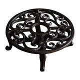 Maxbell Rustic Cast Iron Teapot Warmer Stable Graceful Hollow Out for Balcony Patio Round