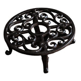 Maxbell Rustic Cast Iron Teapot Warmer Stable Graceful Hollow Out for Balcony Patio Round