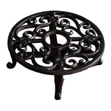 Maxbell Rustic Cast Iron Teapot Warmer Stable Graceful Hollow Out for Balcony Patio Round