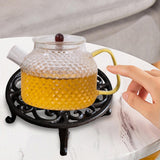 Maxbell Rustic Cast Iron Teapot Warmer Stable Graceful Hollow Out for Balcony Patio Round