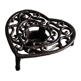 Maxbell Rustic Cast Iron Teapot Warmer Stable Graceful Hollow Out for Balcony Patio Heart