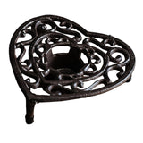 Maxbell Rustic Cast Iron Teapot Warmer Stable Graceful Hollow Out for Balcony Patio Heart