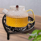 Maxbell Rustic Cast Iron Teapot Warmer Stable Graceful Hollow Out for Balcony Patio Heart