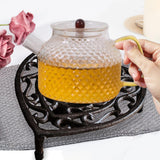 Maxbell Rustic Cast Iron Teapot Warmer Stable Graceful Hollow Out for Balcony Patio Heart