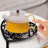 Maxbell Rustic Cast Iron Teapot Warmer Stable Graceful Hollow Out for Balcony Patio Heart