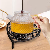 Maxbell Rustic Cast Iron Teapot Warmer Stable Graceful Hollow Out for Balcony Patio Heart