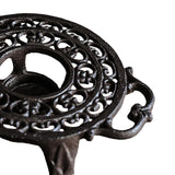 Maxbell Rustic Cast Iron Teapot Warmer Stable Graceful Hollow Out for Balcony Patio Round with Handle