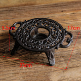 Maxbell Rustic Cast Iron Teapot Warmer Stable Graceful Hollow Out for Balcony Patio Round with Handle