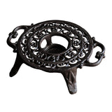 Maxbell Rustic Cast Iron Teapot Warmer Stable Graceful Hollow Out for Balcony Patio Round with Handle