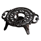 Maxbell Rustic Cast Iron Teapot Warmer Stable Graceful Hollow Out for Balcony Patio Round with Handle