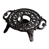 Maxbell Rustic Cast Iron Teapot Warmer Stable Graceful Hollow Out for Balcony Patio Round with Handle
