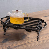 Maxbell Iron Teapot Warmer stand Both Side Handle Sturdy Practical Coaster Style A