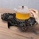 Maxbell Iron Teapot Warmer stand Both Side Handle Sturdy Practical Coaster Style B
