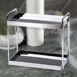 Maxbell 2 Tier Table Makeup Organiser Bathroom Tray for Office Bathroom Countertop Black