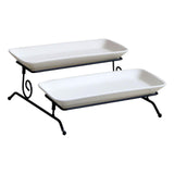 Maxbell 2 Layer Serving Platter Cupcake Cake Stand Removable for home Bar white