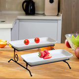 Maxbell 2 Layer Serving Platter Cupcake Cake Stand Removable for home Bar white