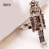 Maxbell Set of 6 Napkin Rings Nutcracker Unique for Hotel Baby Shower Restaurant Silver