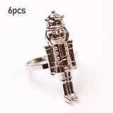 Maxbell Set of 6 Napkin Rings Nutcracker Unique for Hotel Baby Shower Restaurant Silver