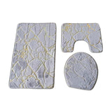 Maxbell 3x Toilet Seat Cushion Sets Soft Decorations Doormat Mat for Toilet Bathroom Gray