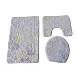 Maxbell 3x Toilet Seat Cushion Sets Soft Decorations Doormat Mat for Toilet Bathroom Gray