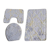 Maxbell 3x Toilet Seat Cushion Sets Soft Decorations Doormat Mat for Toilet Bathroom Gray