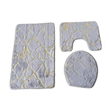 Maxbell 3x Toilet Seat Cushion Sets Soft Decorations Doormat Mat for Toilet Bathroom Gray