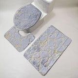 Maxbell 3x Toilet Seat Cushion Sets Soft Decorations Doormat Mat for Toilet Bathroom Gray