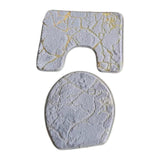 Maxbell 3x Toilet Seat Cushion Sets Soft Decorations Doormat Mat for Toilet Bathroom Gray