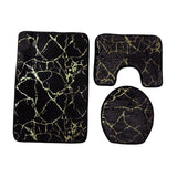 Maxbell 3x Toilet Seat Cushion Sets Soft Decorations Doormat Mat for Toilet Bathroom Black