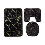 Maxbell 3x Toilet Seat Cushion Sets Soft Decorations Doormat Mat for Toilet Bathroom Black