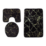 Maxbell 3x Toilet Seat Cushion Sets Soft Decorations Doormat Mat for Toilet Bathroom Black