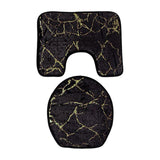 Maxbell 3x Toilet Seat Cushion Sets Soft Decorations Doormat Mat for Toilet Bathroom Black