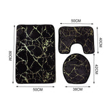 Maxbell 3x Toilet Seat Cushion Sets Soft Decorations Doormat Mat for Toilet Bathroom Black