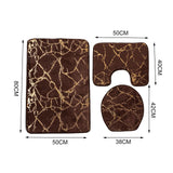 Maxbell 3x Toilet Seat Cushion Sets Soft Decorations Doormat Mat for Toilet Bathroom Brown