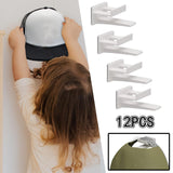 Maxbell 12x Hat Organizer Organizer No Drilling Hat Hooks for Wall Mount for Bedroom white