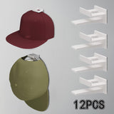 Maxbell 12x Hat Organizer Organizer No Drilling Hat Hooks for Wall Mount for Bedroom white