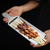 Maxbell Stainless Steel Serving Platters Tableware Sashimi Tray for Bread Fish Steak 42.9x11.5cm Silver