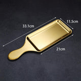 Maxbell Stainless Steel Serving Platters Tableware Sashimi Tray for Bread Fish Steak 33.1x11.5cm Golden