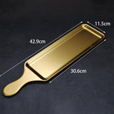 Maxbell Stainless Steel Serving Platters Tableware Sashimi Tray for Bread Fish Steak 42.9x11.5cm Golden