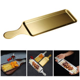 Maxbell Stainless Steel Serving Platters Tableware Sashimi Tray for Bread Fish Steak 42.9x11.5cm Golden