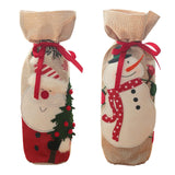 Maxbell Christmas Bottle Cover Drawstring Pouch Burlap Sack for Wedding Xmas Picnics Santa Claus