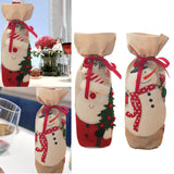 Maxbell Christmas Bottle Cover Drawstring Pouch Burlap Sack for Wedding Xmas Picnics Santa Claus