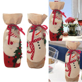 Maxbell Christmas Bottle Cover Drawstring Pouch Burlap Sack for Wedding Xmas Picnics Santa Claus