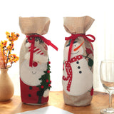 Maxbell Christmas Bottle Cover Drawstring Pouch Burlap Sack for Wedding Xmas Picnics Santa Claus